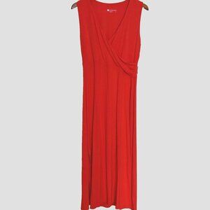 Kiragrace dress L Orange Red V Neck Sleeveless Maxi Wrap NWT